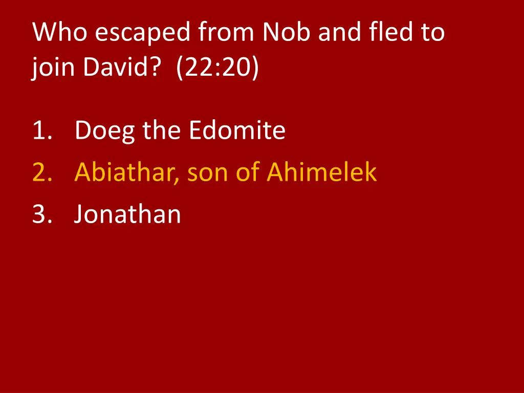 who escaped from nob and fled to join david 22 20 1