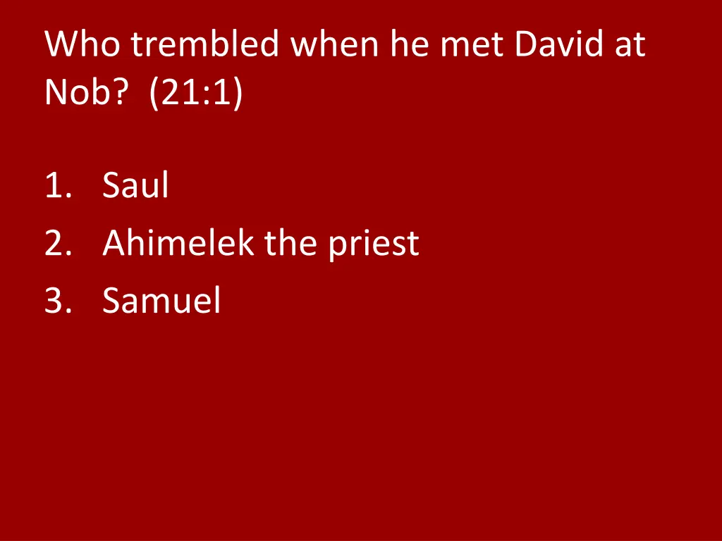 who trembled when he met david at nob 21 1