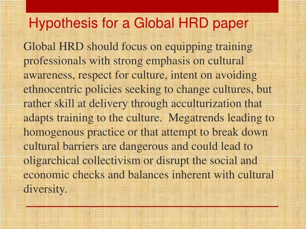 hypothesis for a global hrd paper