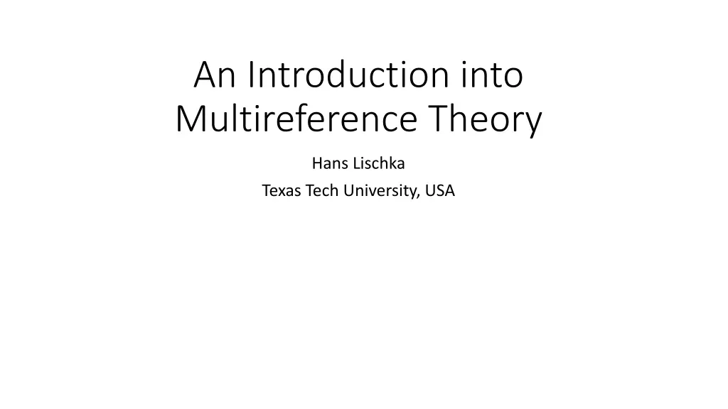 an introduction into multireference theory