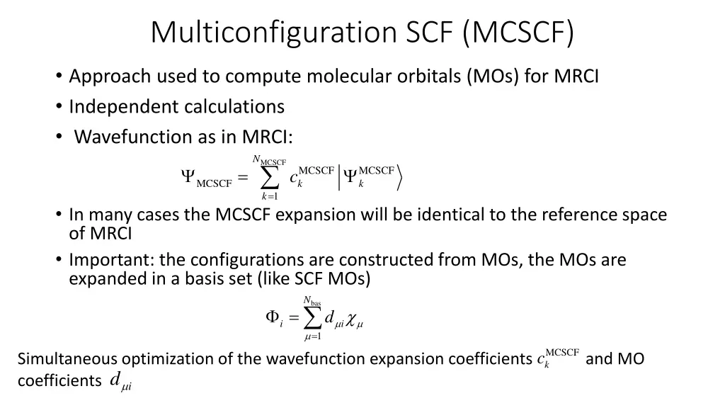 multiconfiguration scf mcscf