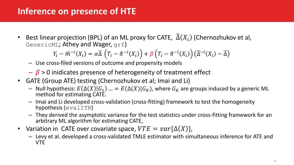 inference on presence of hte