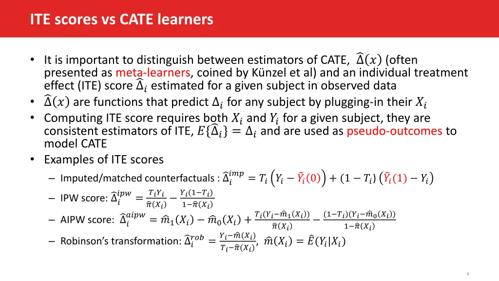ite scores vs cate learners