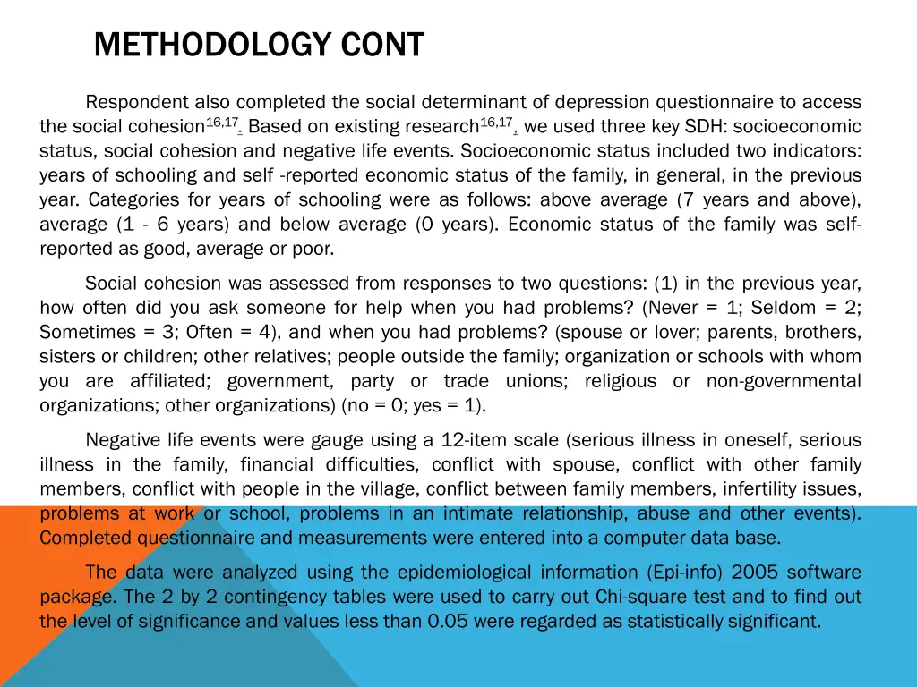 methodology cont