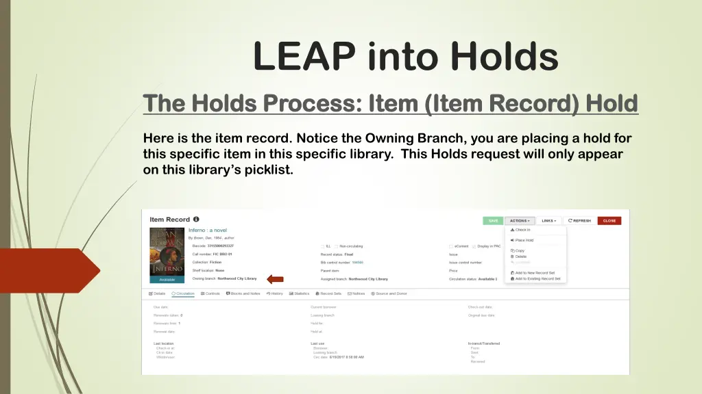 leap into holds the holds process item item 1