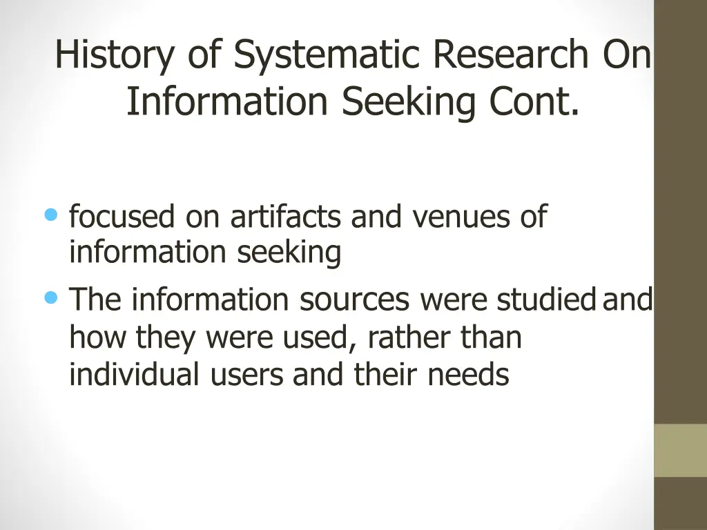 history of systematic research on information 1