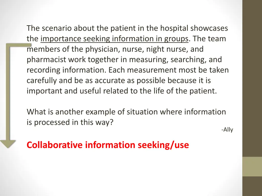 the scenario about the patient in the hospital 1