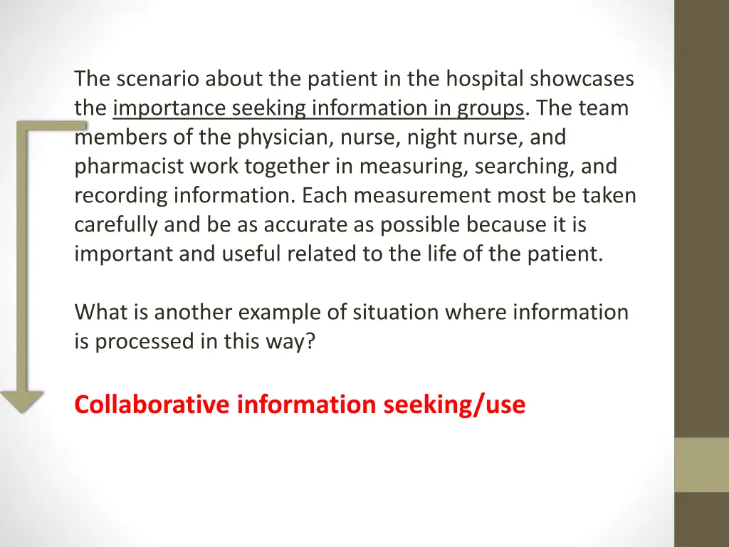the scenario about the patient in the hospital