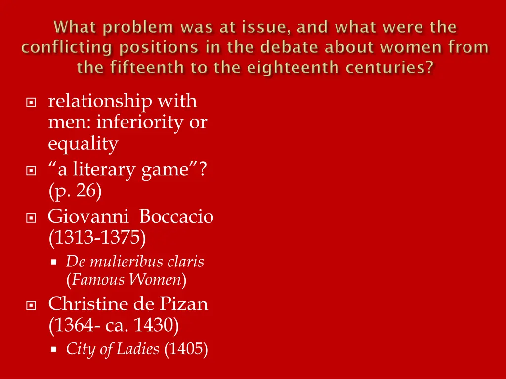 relationship with men inferiority or equality