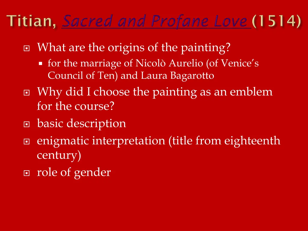 sacred and profane love