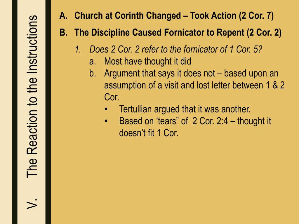 a church at corinth changed took action 2 cor 7 1