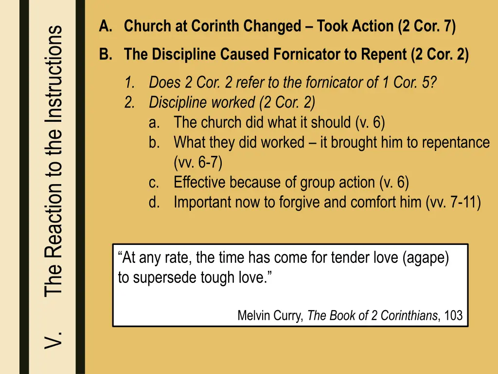 a church at corinth changed took action 2 cor 7 4