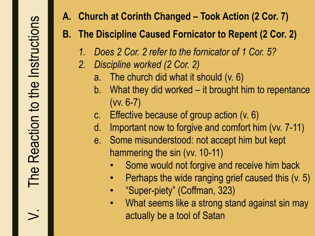 a church at corinth changed took action 2 cor 7 5