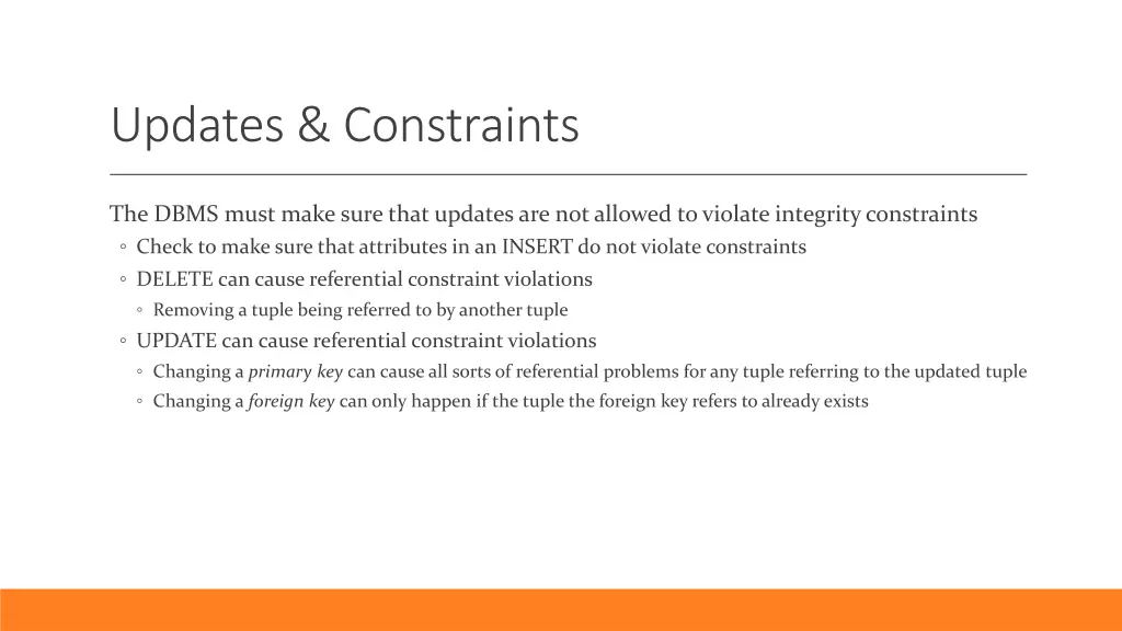updates constraints