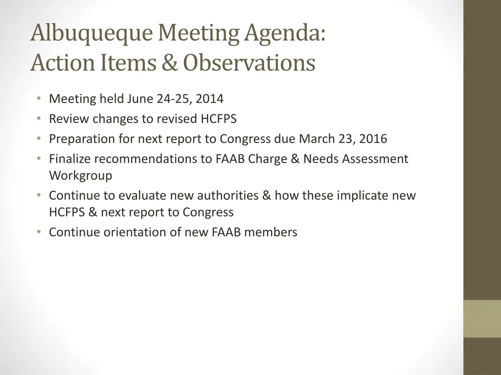 albuquequemeeting agenda action items observations
