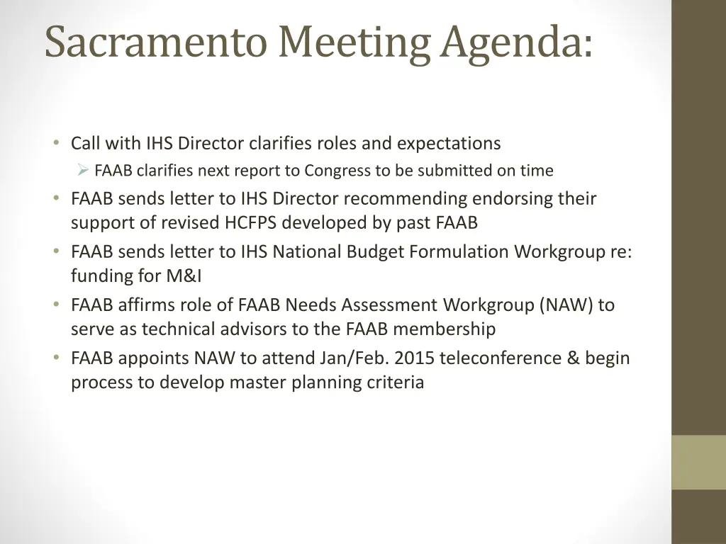 sacramento meeting agenda