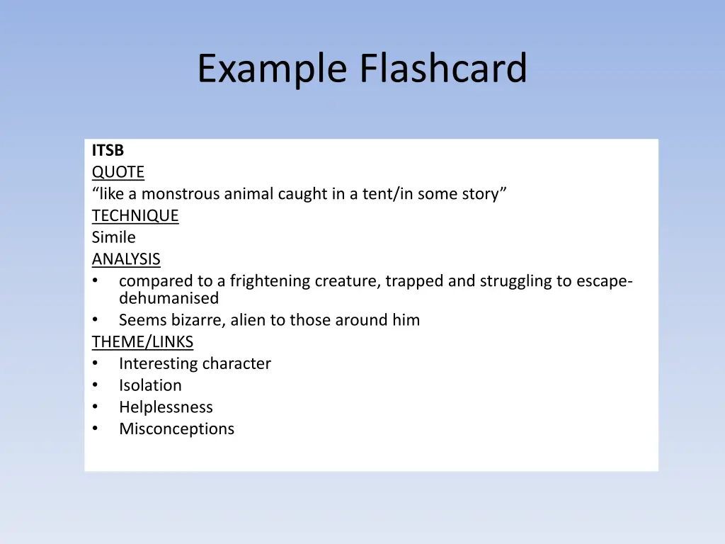 example flashcard