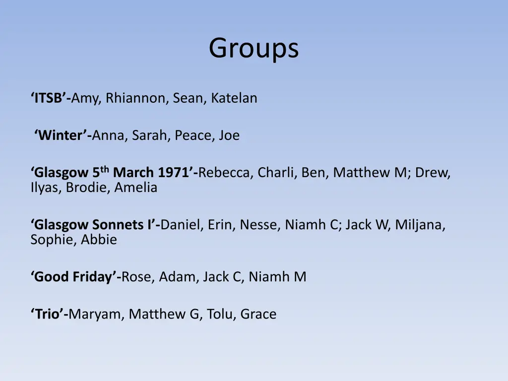 groups