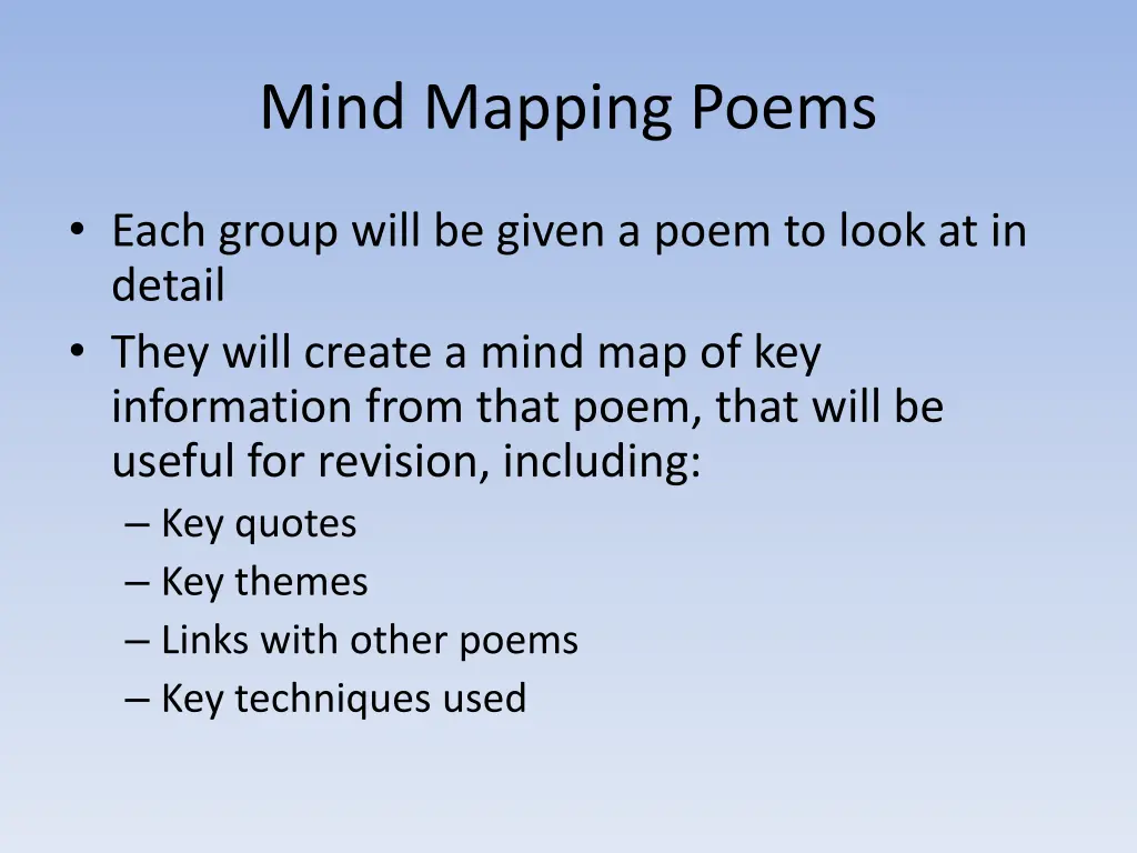 mind mapping poems