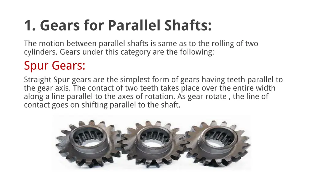 1 gears for parallel shafts