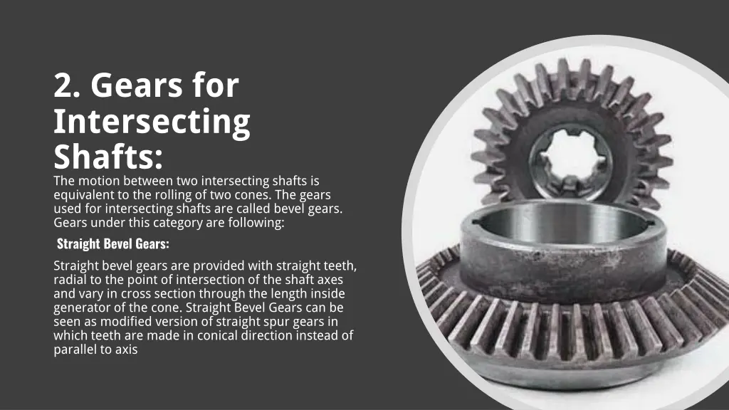 2 gears for intersecting shafts the motion