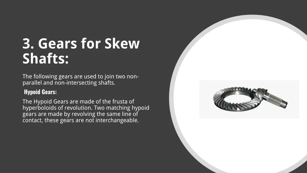 3 gears for skew shafts