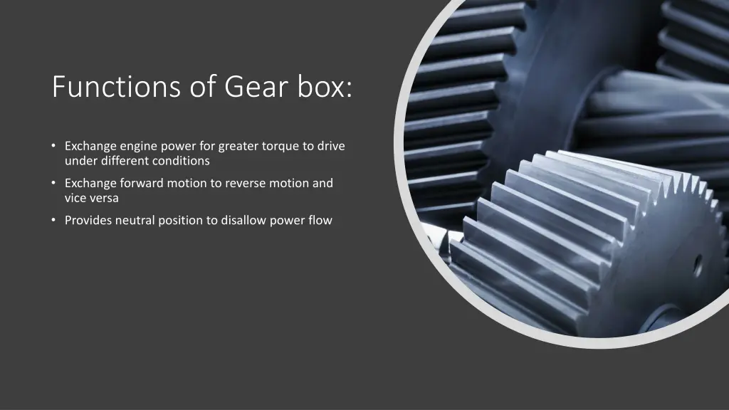 functions of gear box