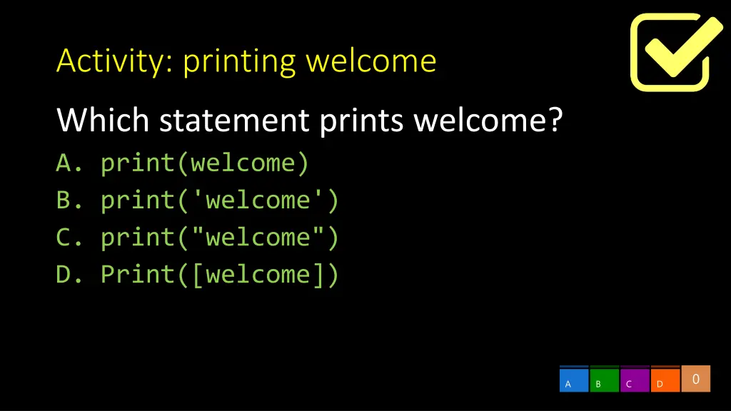 activity printing welcome