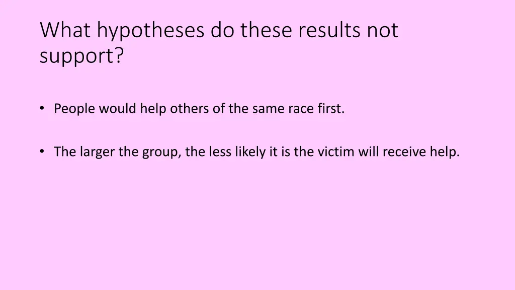 what hypotheses do these results not support