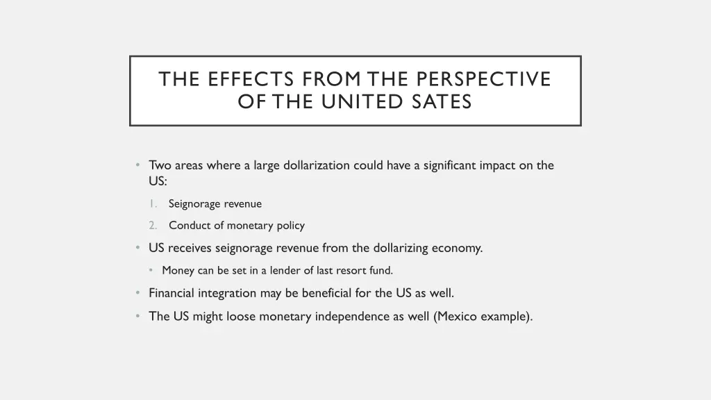the effects from the perspective of the united