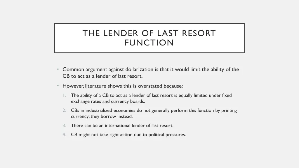 the lender of last resort function