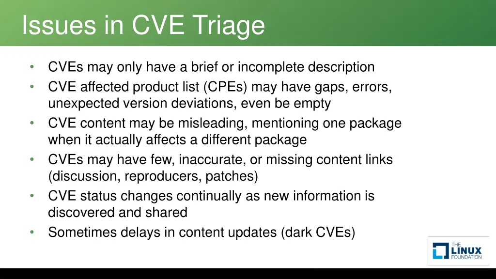 issues in cve triage