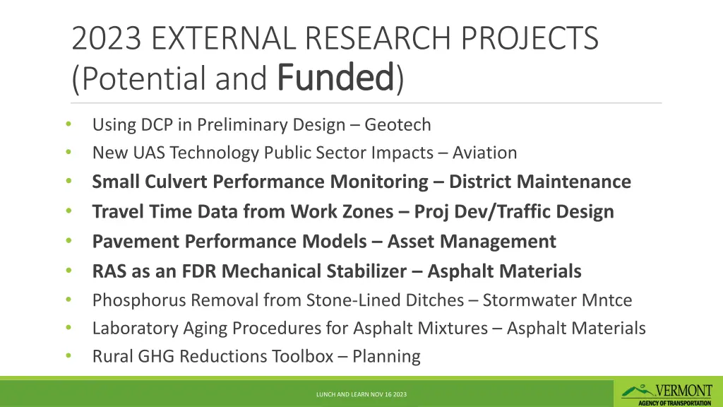 2023 external research projects potential