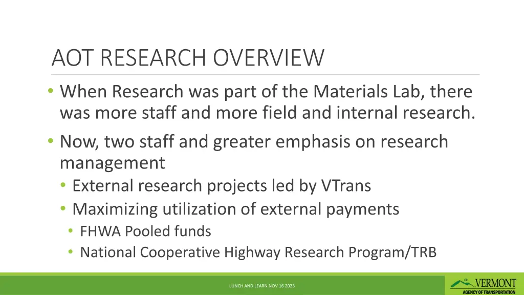 aot research overview when research was part