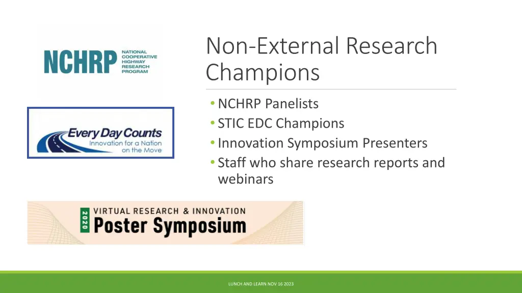 non external research champions