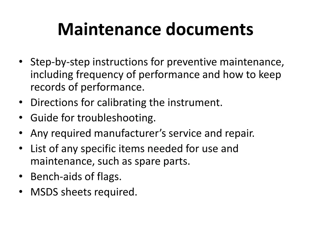 maintenance documents