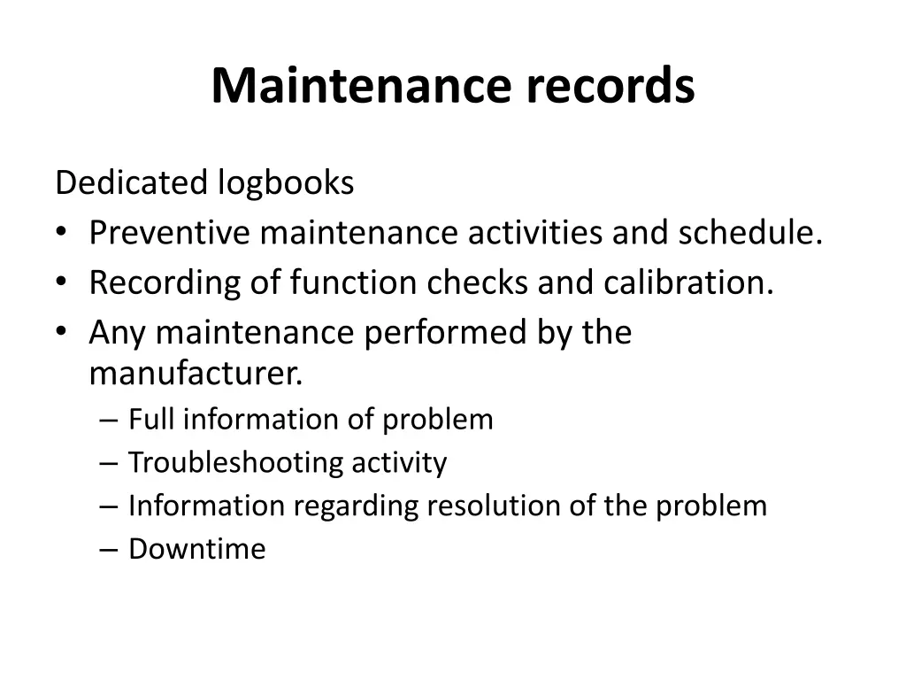 maintenance records