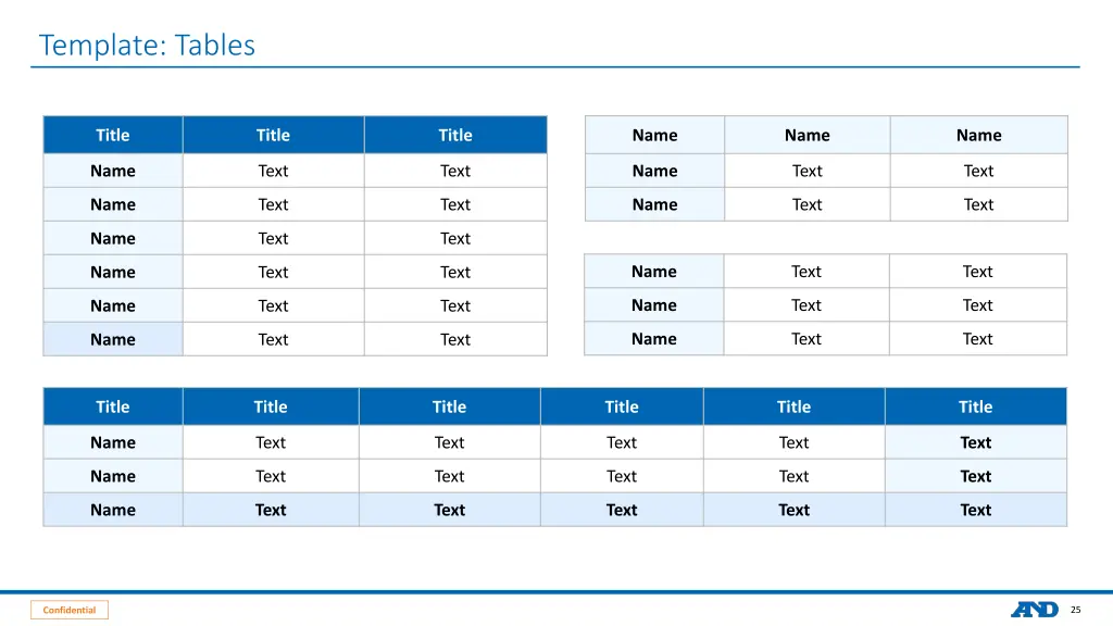 template tables