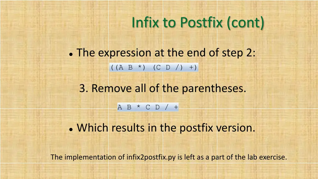 infix to postfix cont