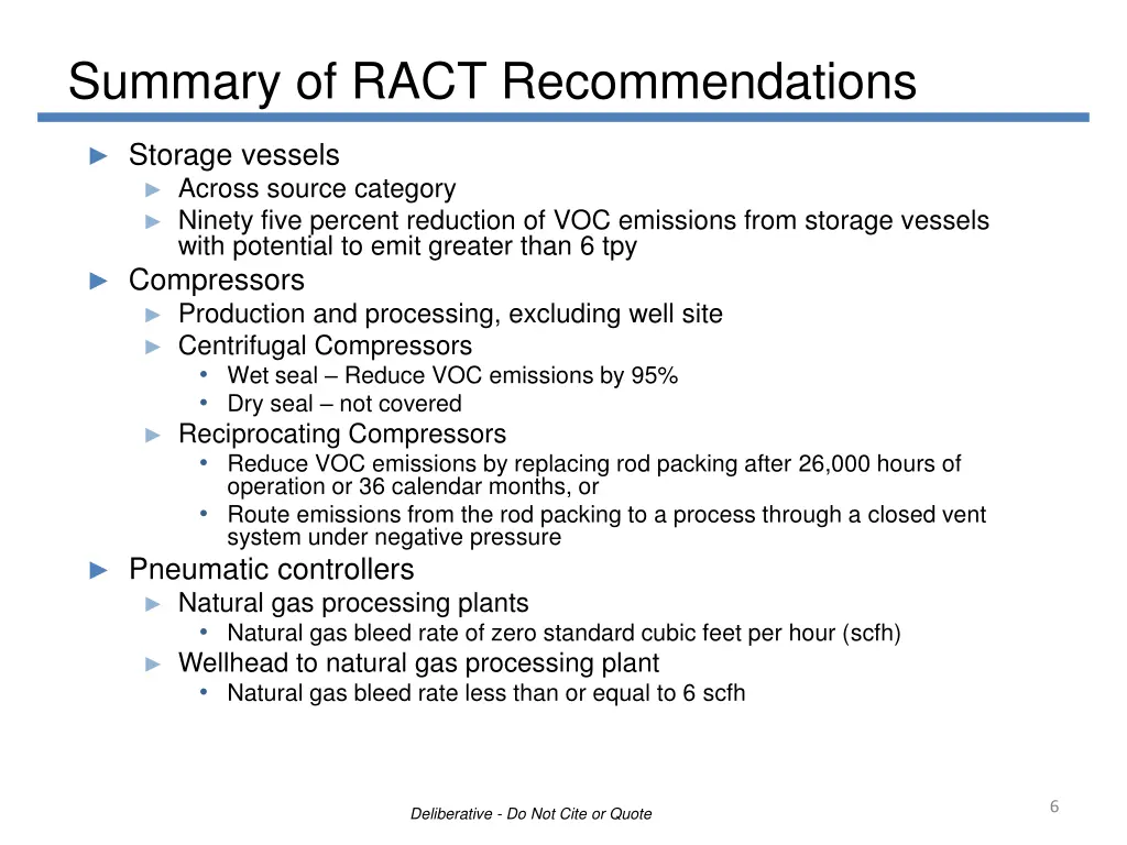 summary of ract recommendations