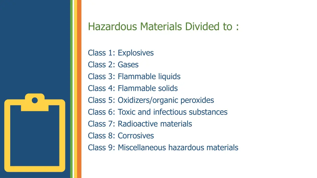 hazardous materials divided to