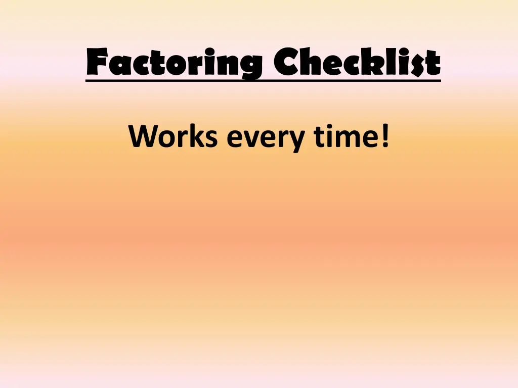 factoring checklist