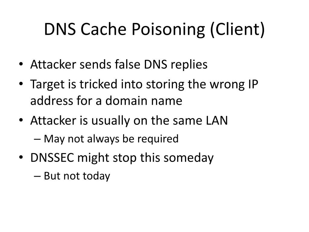 dns cache poisoning client