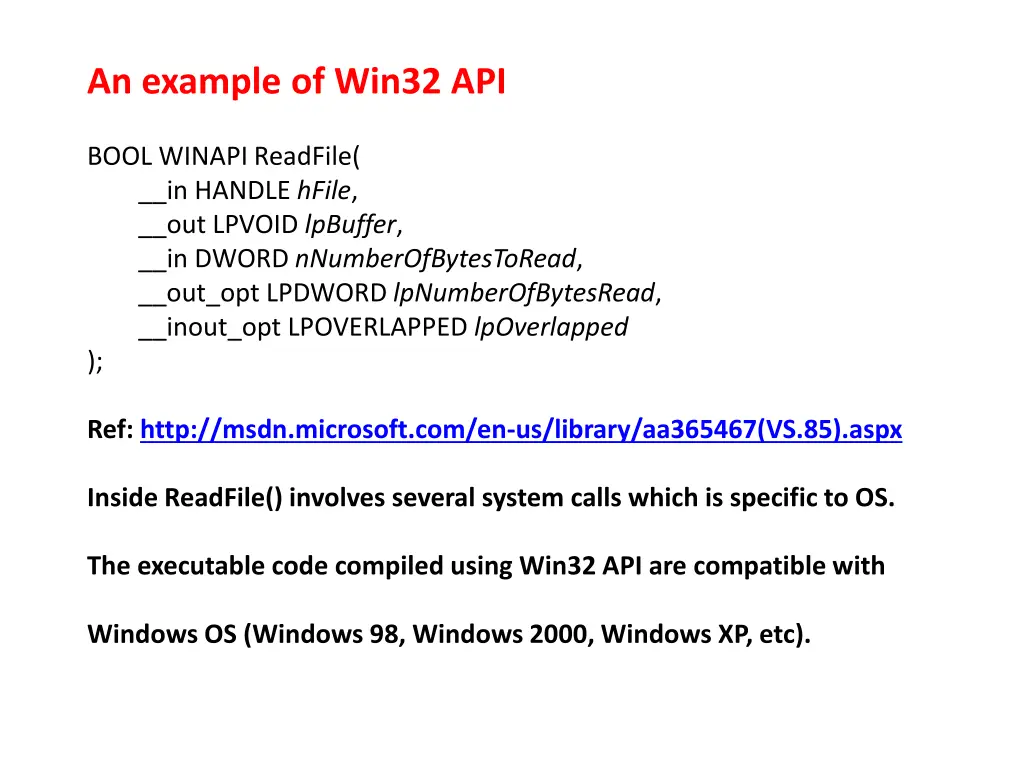 an example of win32 api