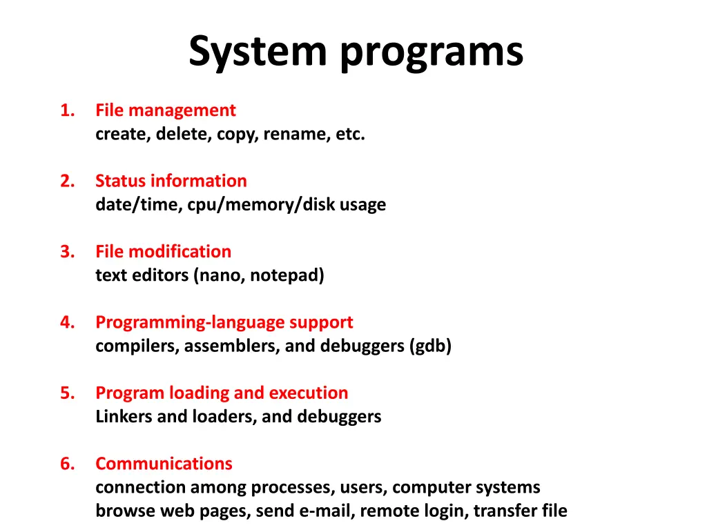 system programs