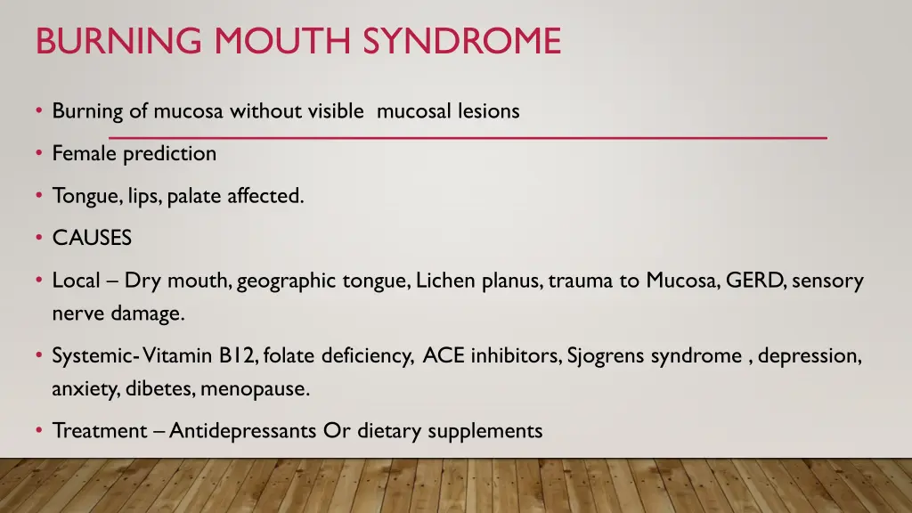 burning mouth syndrome