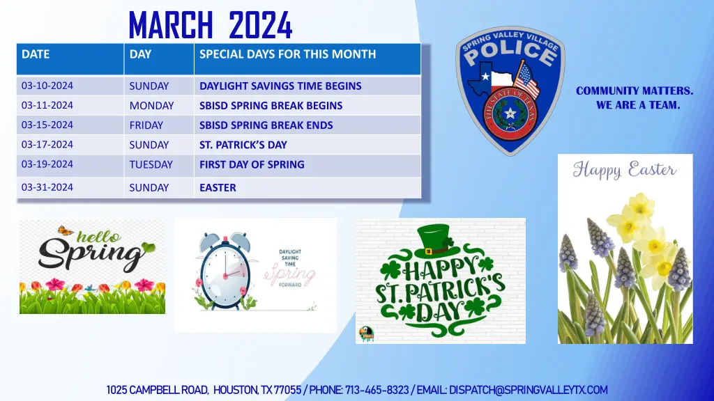 march 2024 day special days for this month