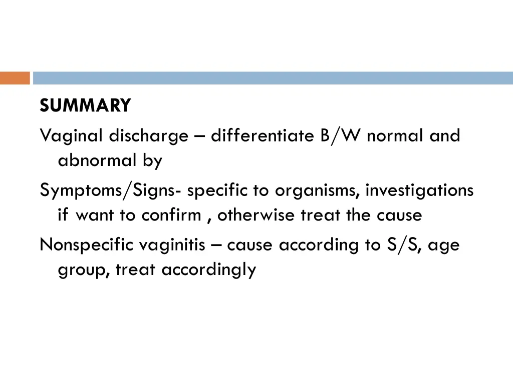 summary vaginal discharge differentiate