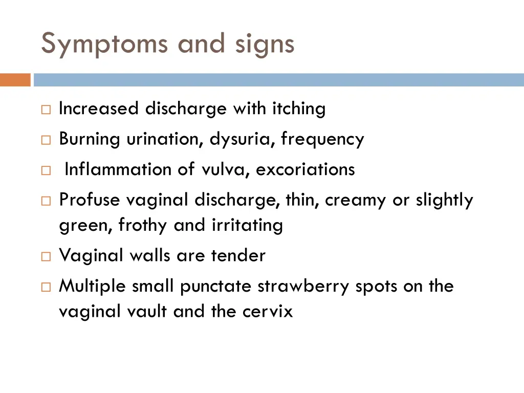 symptoms and signs