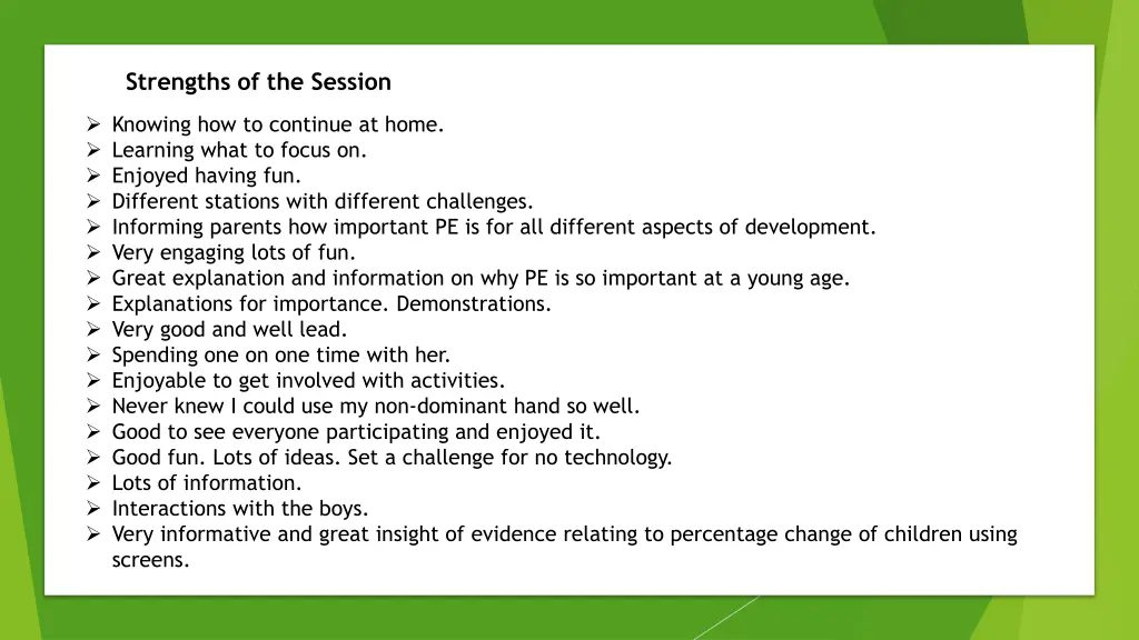strengths of the session 2